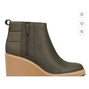 New NWT TOMS Women’s 9.5 9 Raven Ankle Boots Tarmac Olive Leather $100 Spring